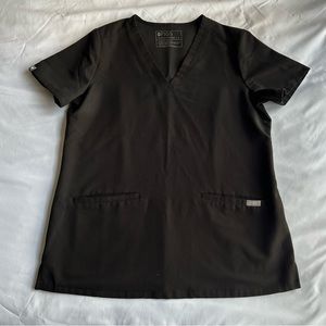 Figs Casma 3 Pocket Scrub Top Black